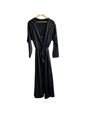 Diane Von Furstenberg Vintage Lace Nightgown Slip and Robe 80s Black